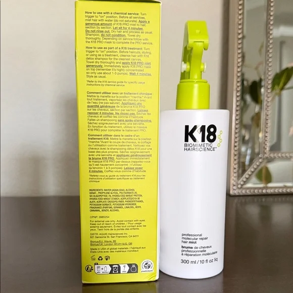 K18 Biomimetic Hairscience Molecular Repair Mist - White and Green - Picture 2 of 3